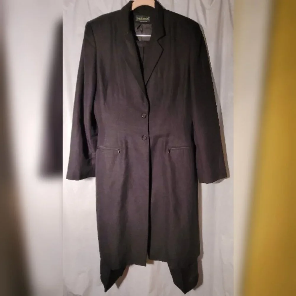 Harve' Bernard 2-Piece Lined Black Linen Pant Suit Size 10 - Picture 3 of 12